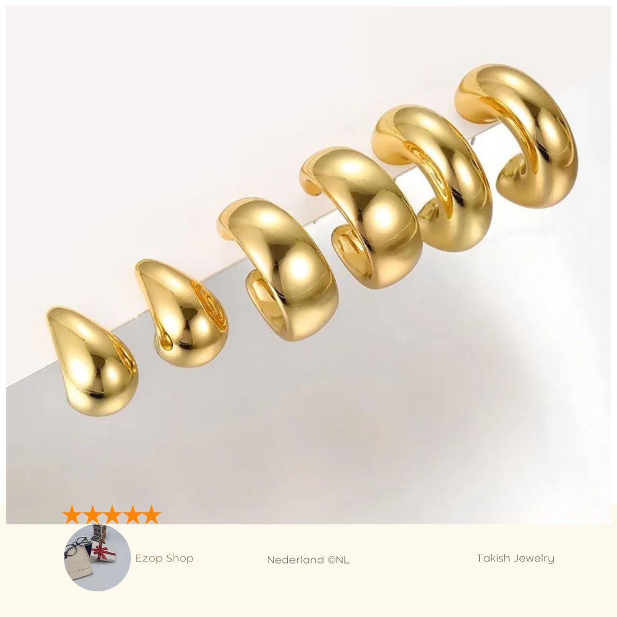 3-Delige Oorbellenset - Trendy en Klassiek, Goudkleurig Koperlegering - Takish Jewelry