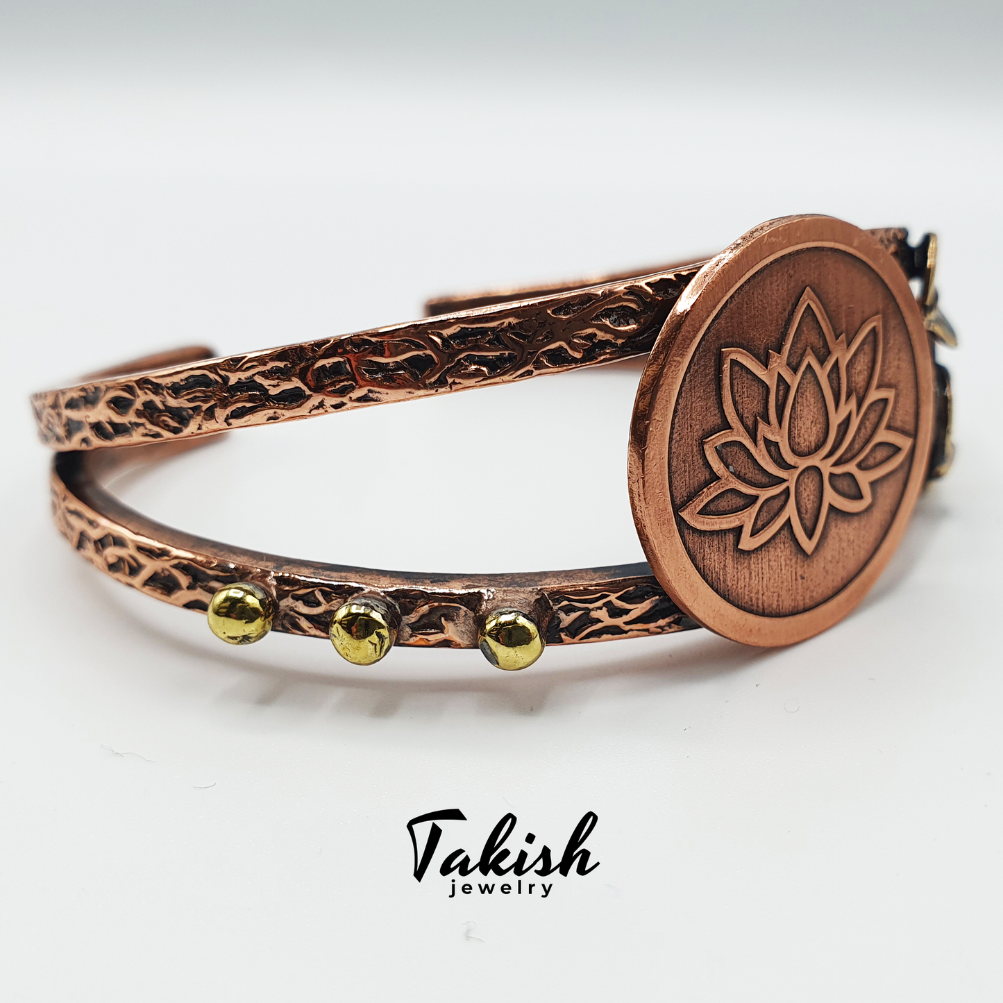 Lotus Bloem Positieve Energie Armband - Ambachtelijke Natuurlijke Koperen Kunst