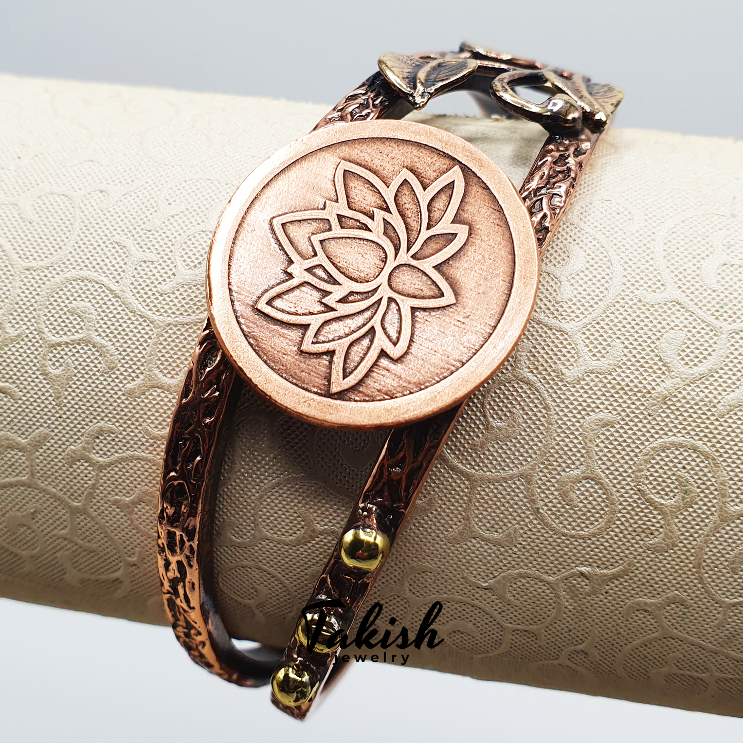 Lotus Bloem Positieve Energie Armband - Ambachtelijke Natuurlijke Koperen Kunst