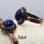 Natuurlijke Koperen Armband en Ring Set met Lapis Lazuli Steen - Origineel Sieraden Ontwerp